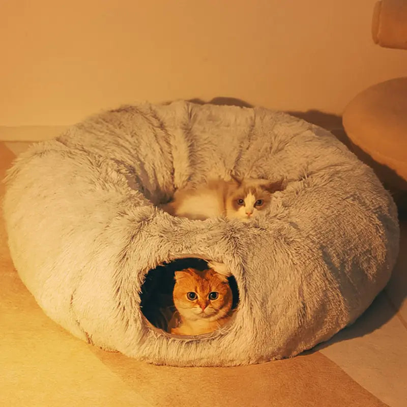 2 In 1 Round Tunnel Cat Beds - Babaloo