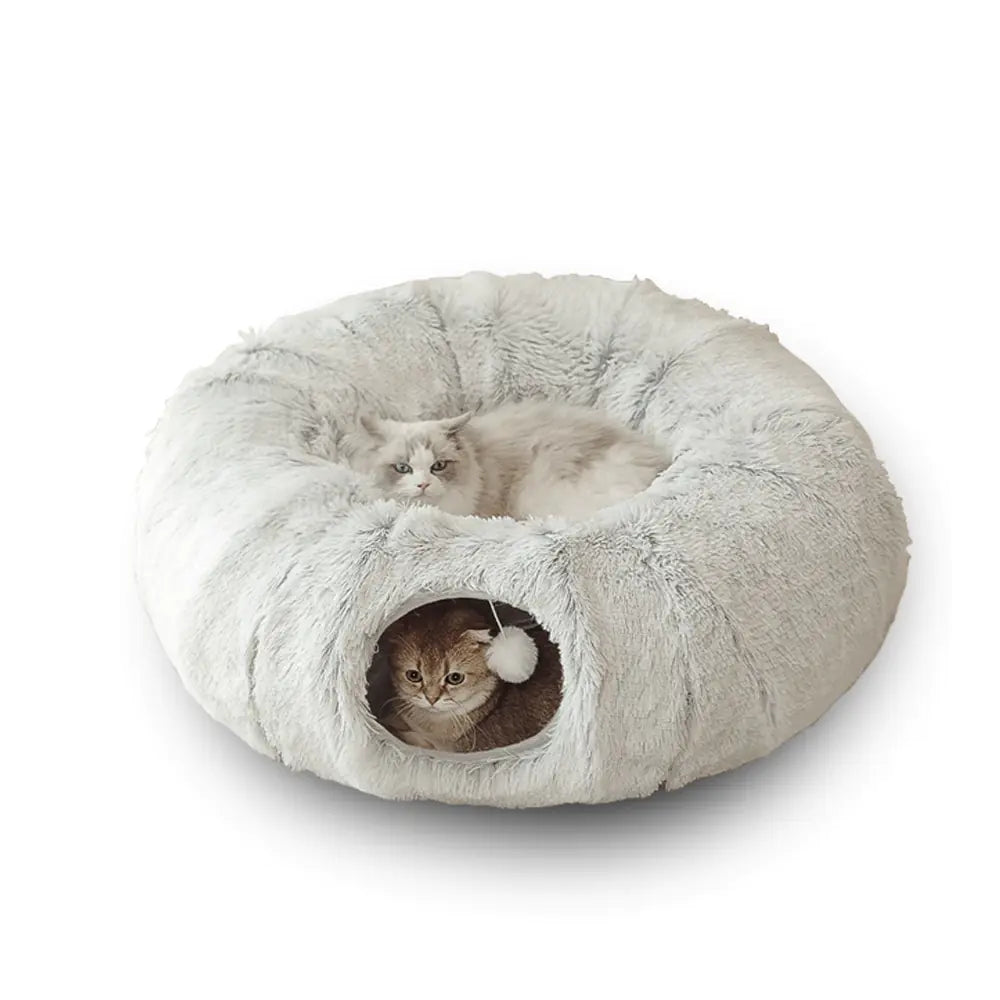 2 In 1 Round Tunnel Cat Beds - Babaloo